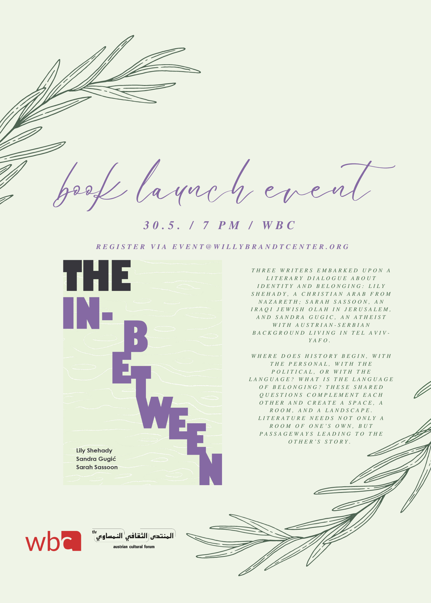 The In-Between Book Launch JLM & TLV – Sarah Sassoon